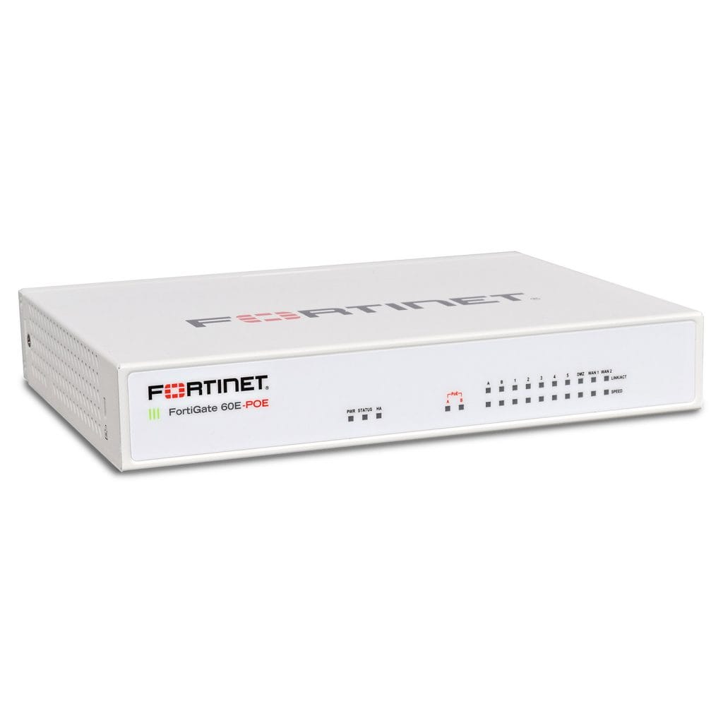 FortiGate 60E 10x GE RJ45 ports (including 7x Internal ports, 2x WAN ports, 1x DMZ port