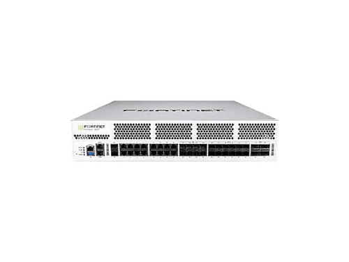 FortiGate1800F - 4 x 40GE QSFP+ slots, 12 x 25GE SFP28 /10GE SFP+ slots, 2x10GE SFP+ HA slots, 8 x GE SFP slots, 18 x GE RJ45 ports. SPU NP7 and CP9 accelerated, dual AC power supplies - Fortinet FG-1800F